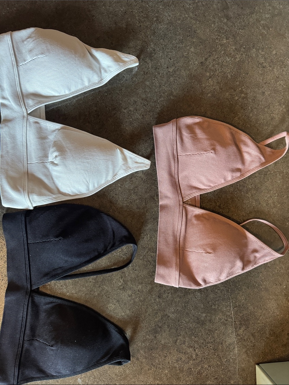 Ribbed Triangle Bralette Set in Black, Blush, and Ivory